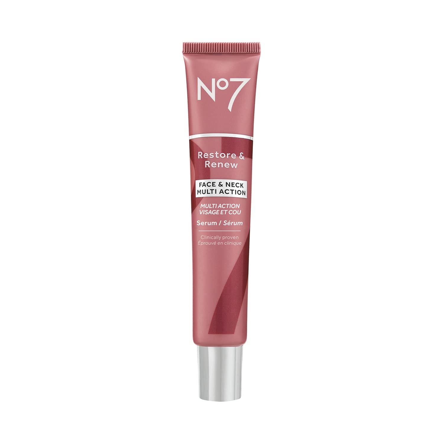 No7 Restore & Renew Multi Action Serum for Face & Neck – Anti Aging Serum for Neck Firming and Tightening – Infused with Hydrating Collagen Peptides & Hyaluronic Acid for Crepey Skin (1.69 Oz)
