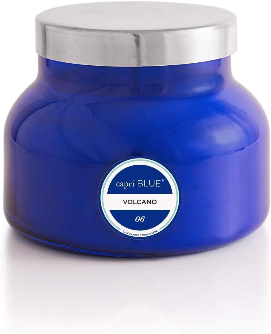 Capri Blue Volcano Scented Candles – Luxury Glass Jar Candles for Home Scented with Tropical Fruit & Sugared Citrus – Soy Wax Blend – Blue Color (19 oz)