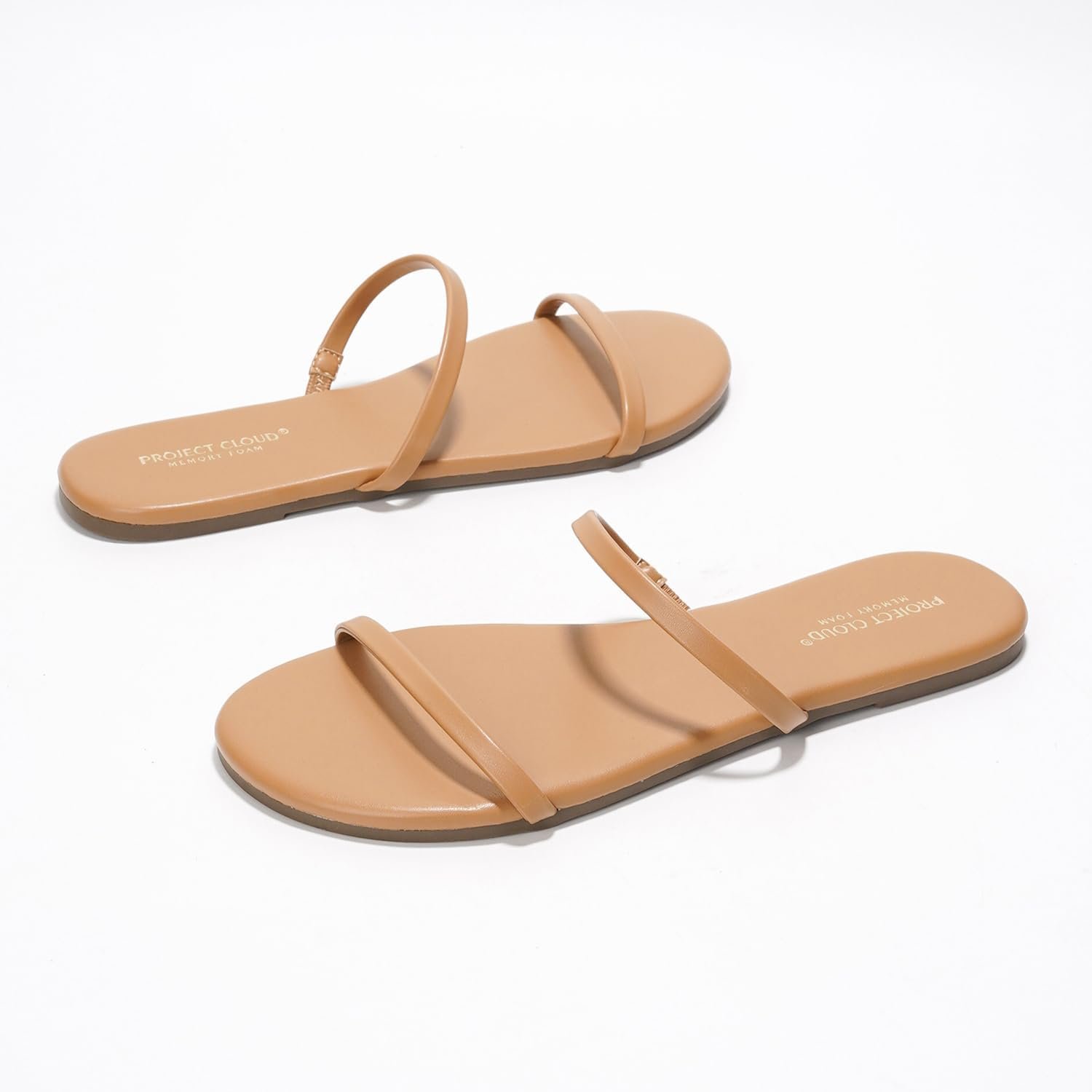 Project Cloud Summer Sandals for Women 2026 – Memory Foam Insole and Eco-Crafted Leather Beach Flip Flops for Women – Non Slip and Lightweight Double Strap Womens Sandals (Transition)