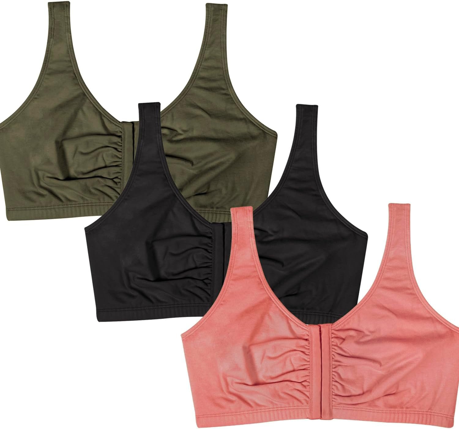 Fruit of the Loom Women’s Multi-Pack Front Closure Cotton Bra