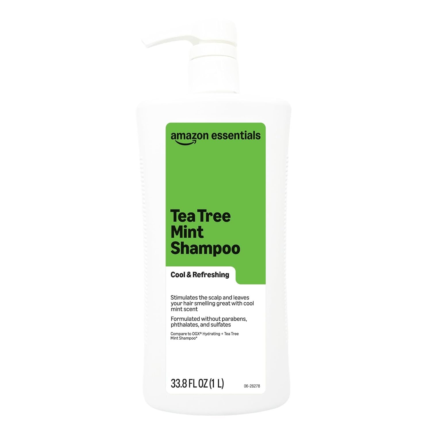 Amazon Essentials Tea Tree Mint Shampoo, Cool & Refreshing, Sulfate-free Formula, 33.8 Fl Oz, Pack of 1