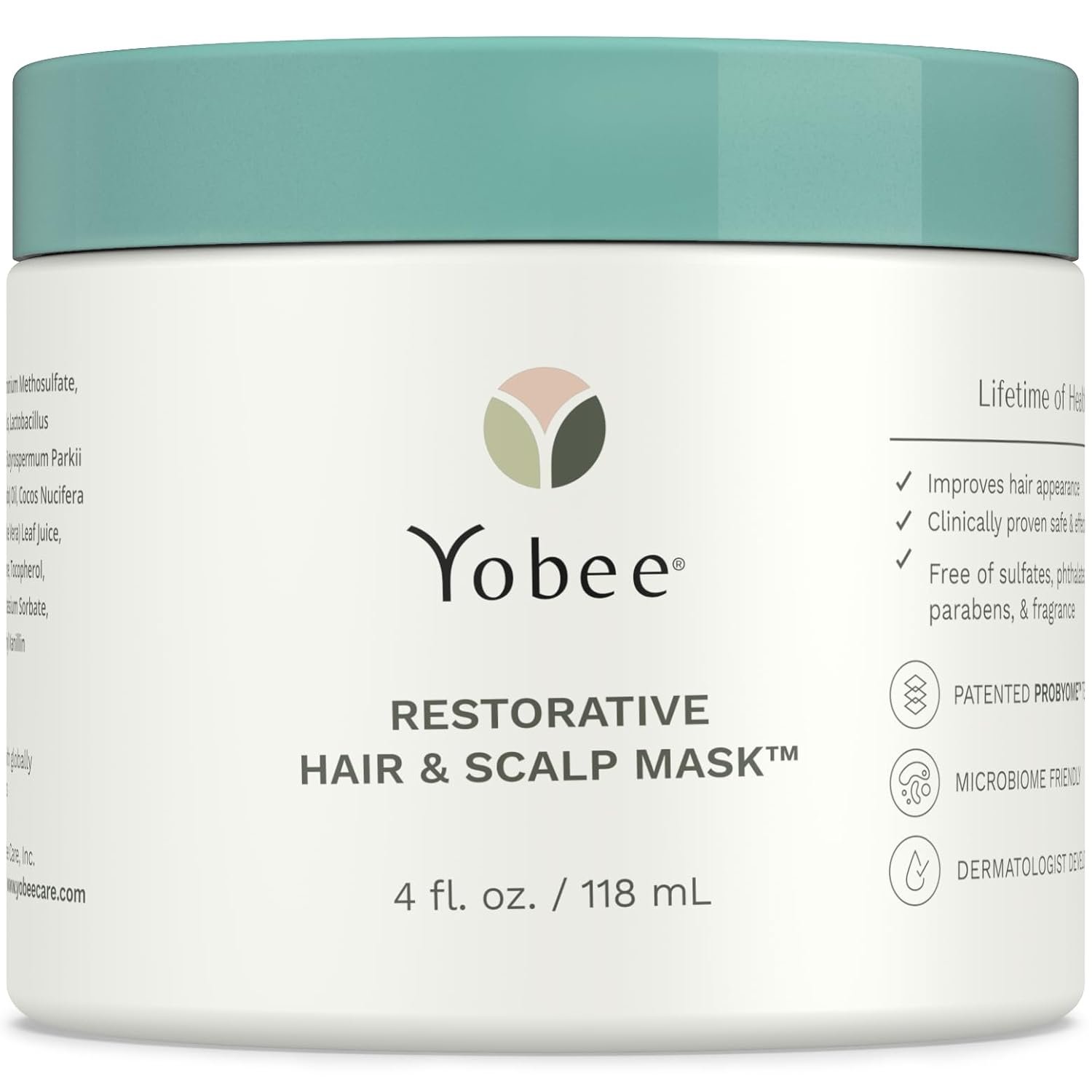 Yobee Restorative Scalp Mask – Dry Scalp Treatment Hair Mask – Probiotic Extracts, Organic Honey, Turmeric, Vitamin B12 – Natural Dry, Itchy, Sensitive Scalp and Dandruff Relief – for Adults, 4 fl oz