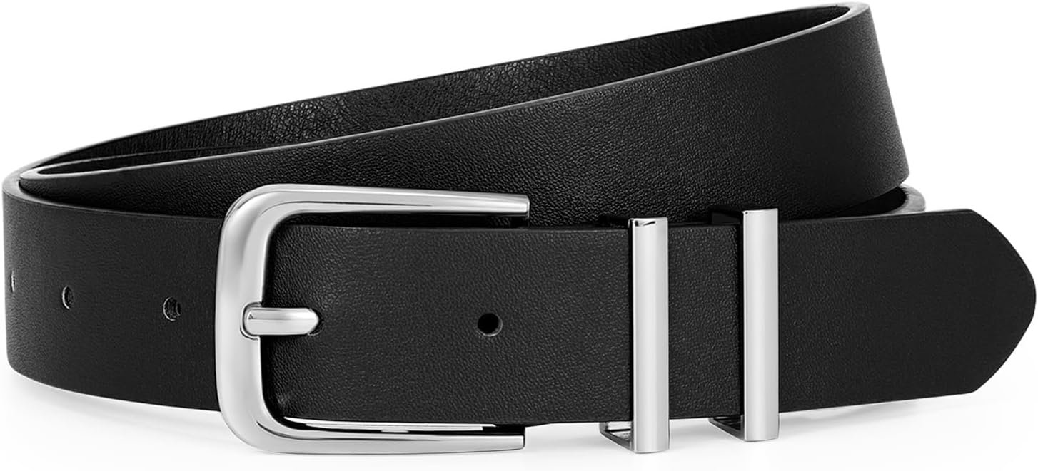 VONMELLI Women’s Soft Faux Leather Belt for Jeans Pants Dress Fashion Ladies Waist Belt with Gold/Silvery Buckle