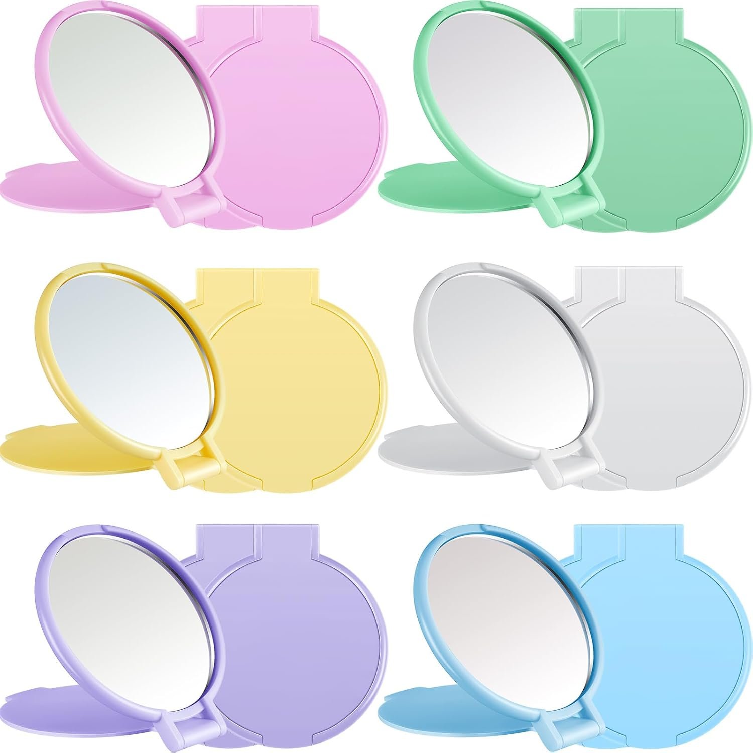 Jetec 12 Pieces Compact Mirrors Bulk Gifts Mini Vintage Pocket Mirrors for Purse Small Portable Folding Round Makeup Stuffs for Travel Daily Use Party Favors Women (Macaron Colors)
