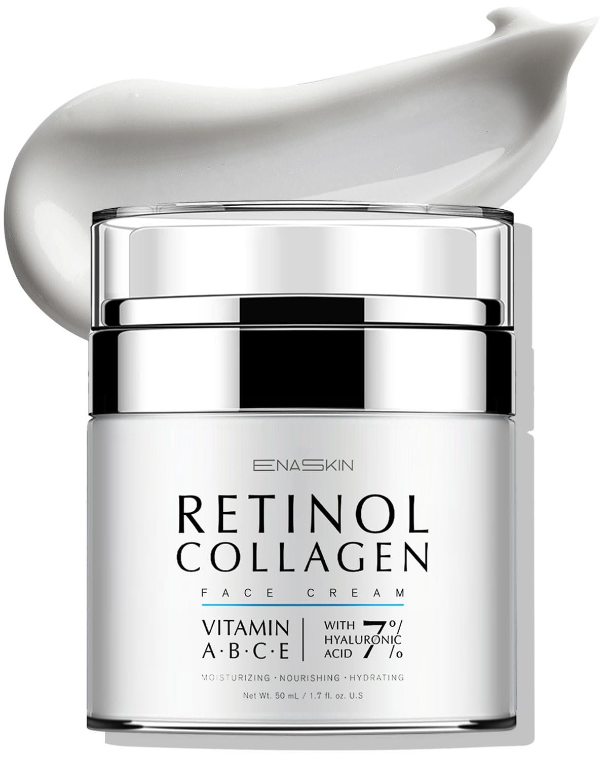 EnaSkin Retinol Collagen Face Cream: Wrinkle Cream for Women, Neck & Décolleté Anti Aging Moisturizer with 7% Hyaluronic Acid Serum – Day/Night Skin Firming & Tightening, 1.7 Oz
