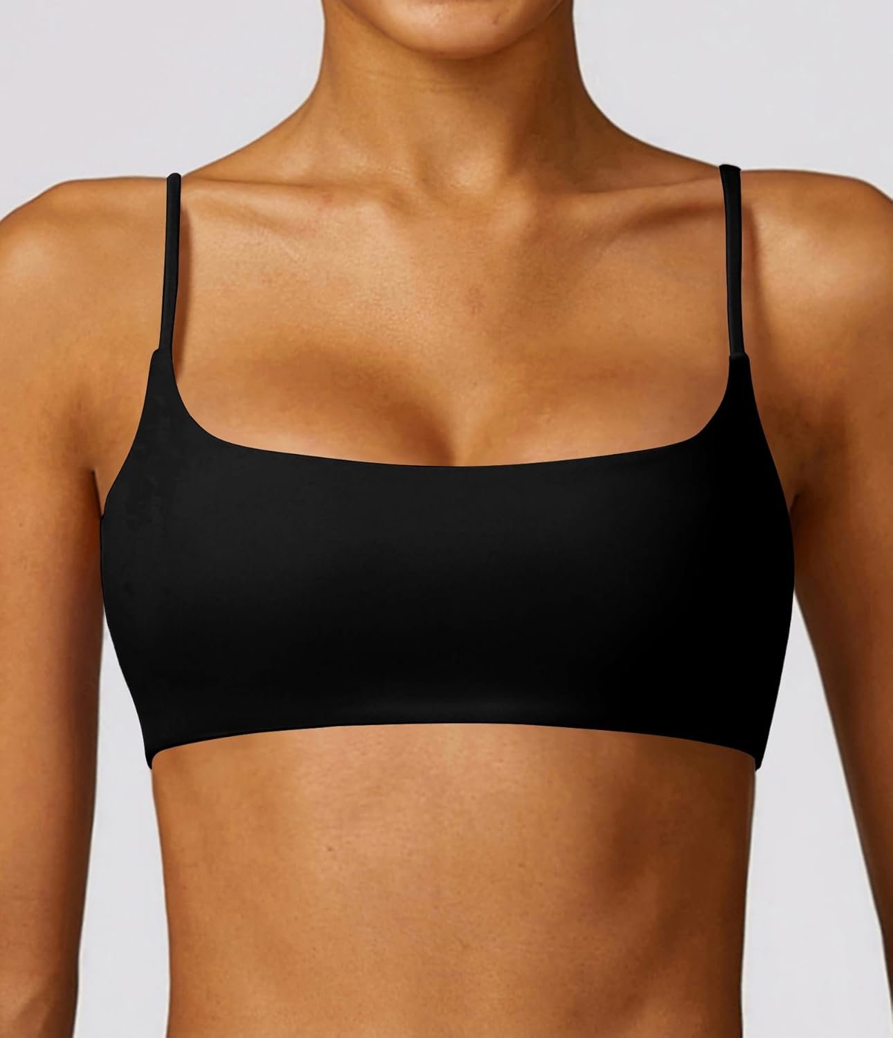 Comper Women’s Sports Bra with Thin Straps Stretchy Wirefree Workout Bras Lightweight Workouts Bralette with Removable Pads