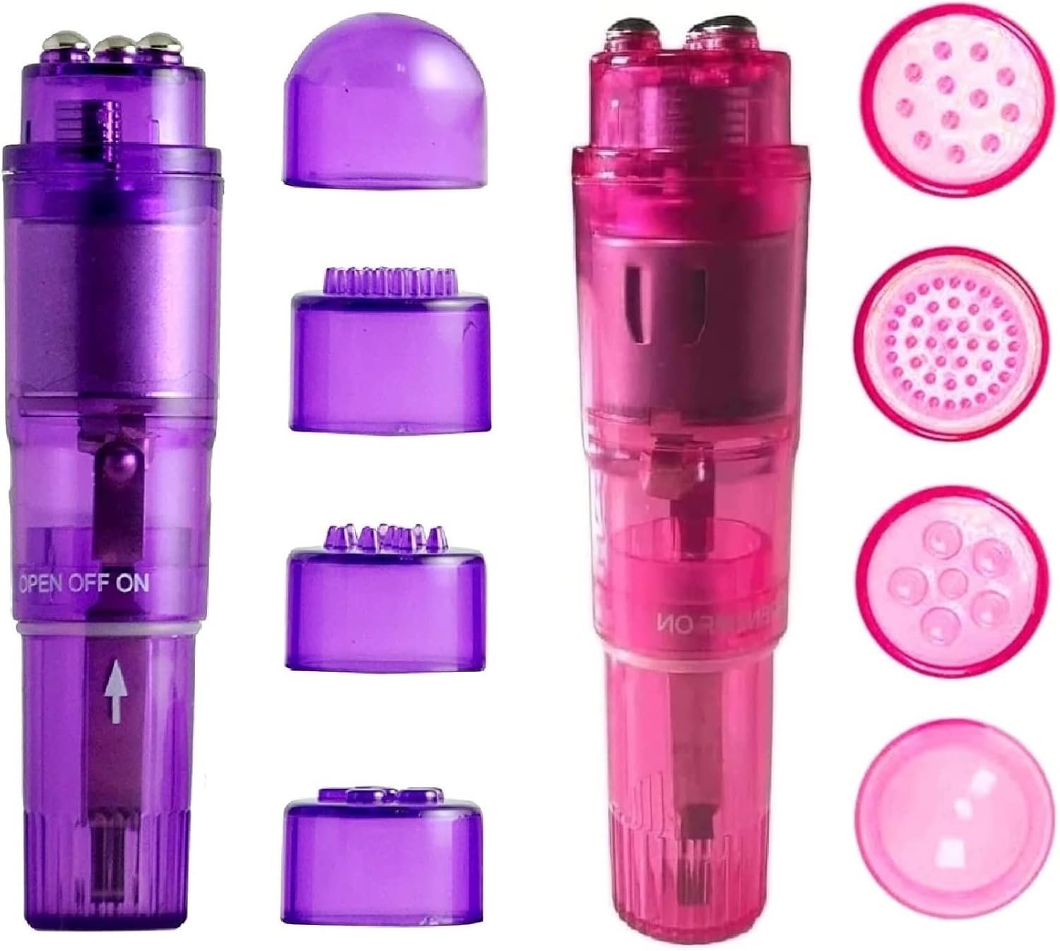 Vibrating Massager Mini Pocket Portable Small Massage for Woman Tool 4 Head Cups for Women Back Neck Shoulder Face Muscle (Purple and Pink)