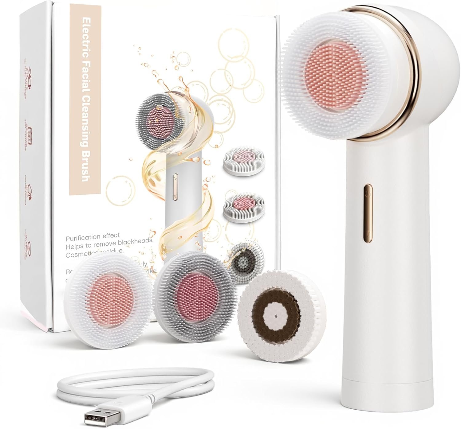 Bidirectional Rotation Facial Cleansing Brush for Women,Rechargeable Waterproof Face Exfoliator Brush for Deep Cleansing,Women Mom Her Valentine’s Day Gifts
