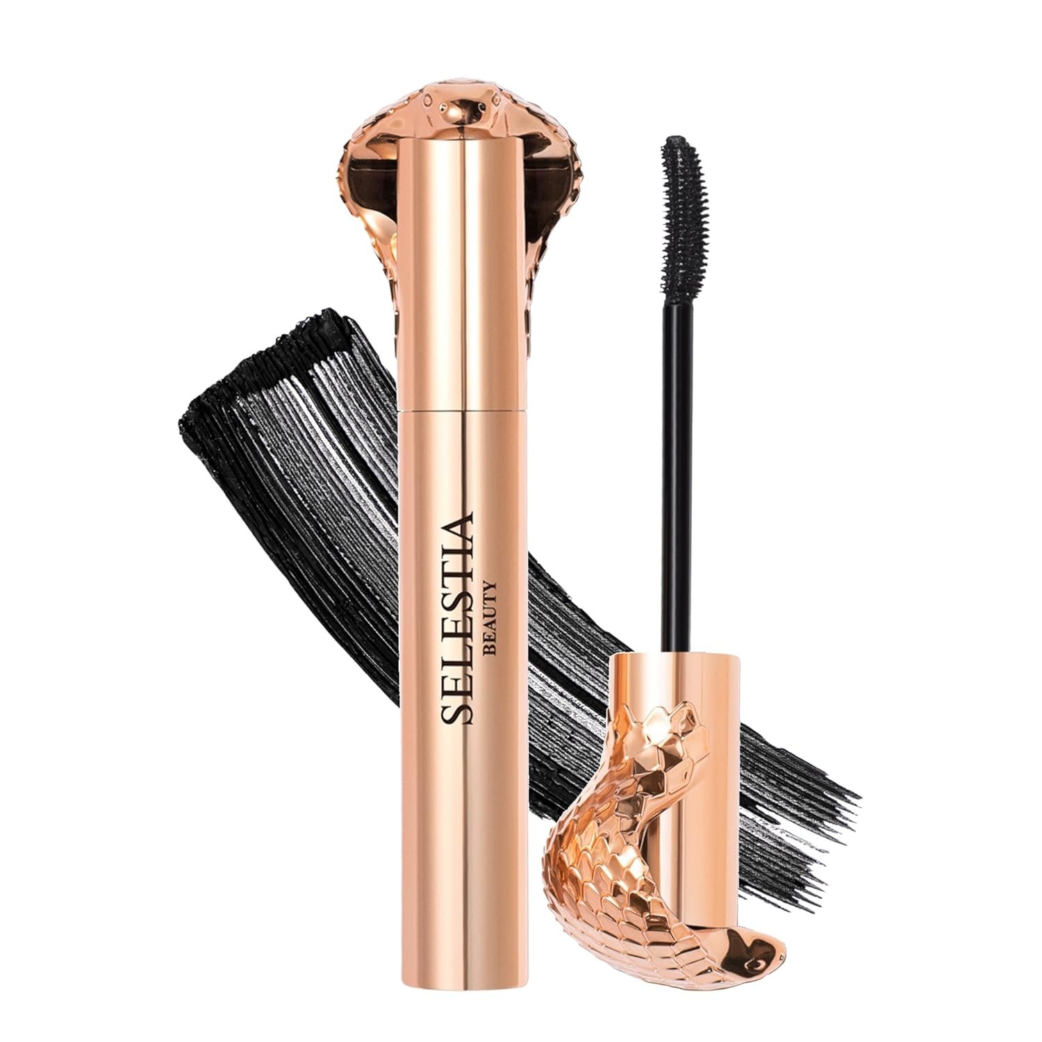 Black Mascara Queen Cobra – Volumizing, Curling, Lengthening – Soft Brush for Smooth Application – Long-Lasting & Weather-Proof – 0.34 fl.oz. – Made in Italy