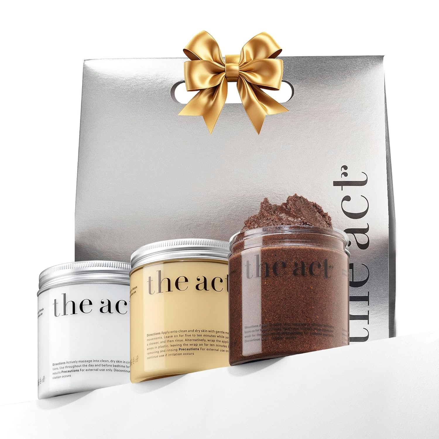 THE ACT Body Spa Gift Set – Firming Body Cream – Body Wrap Mask – Coffee Scrub – Gift Box for Women Daughter Mom Wife – Luxury Skincare – Self Care Basket Birthday Mother’s Day – Relaxation & Wellness