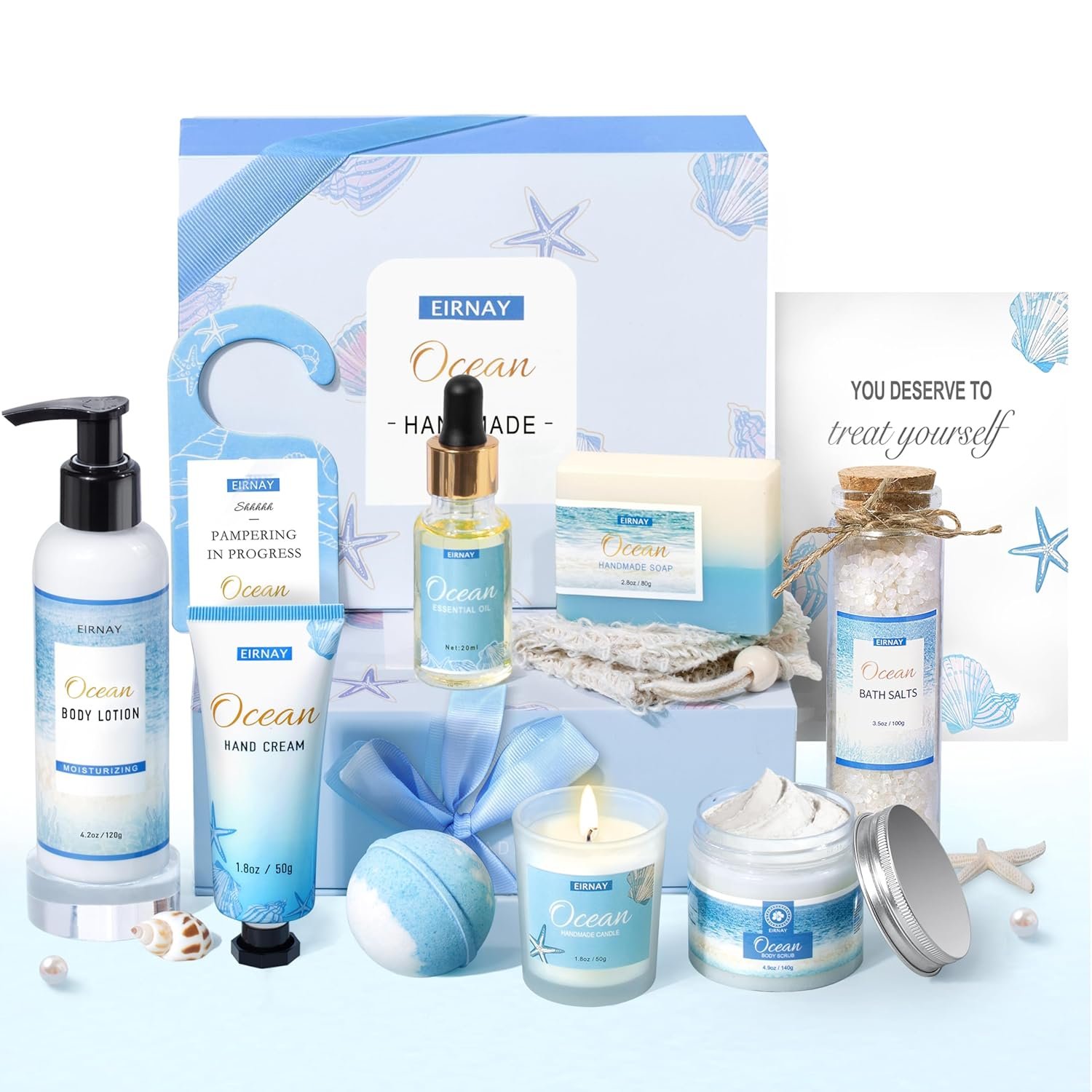 Gifts for Women, Spa Gifts Basket for Women, 12Pcs Ocean Bath and Body Gifts Set, Self Care Gifts for Mom, Wife, Girlfriend, Sister, Female Friends