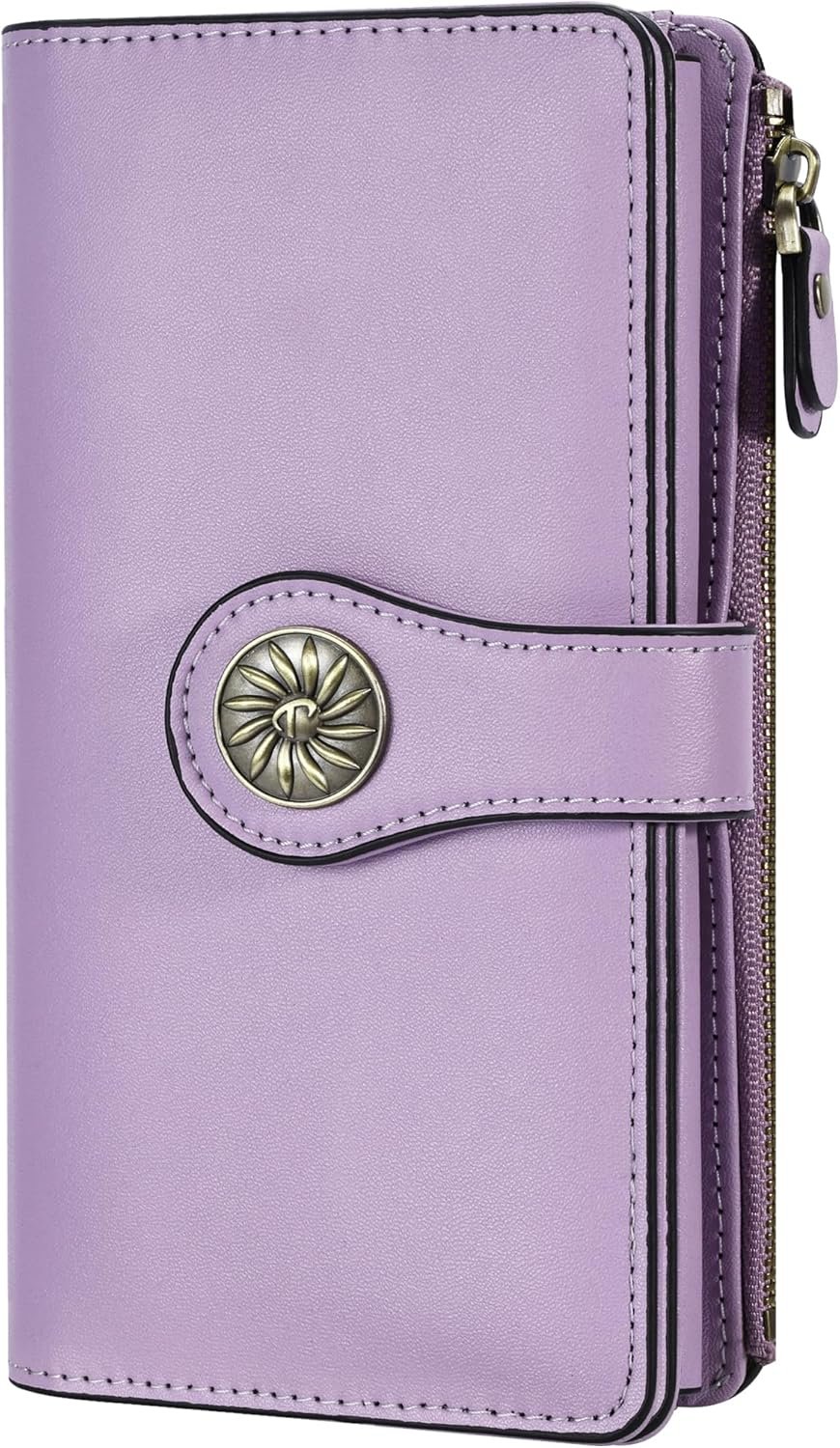 Travelambo Women’s Wallet RFID Blocking Trifold Clutch Large Capacity Credit Card Holder Travel Purse