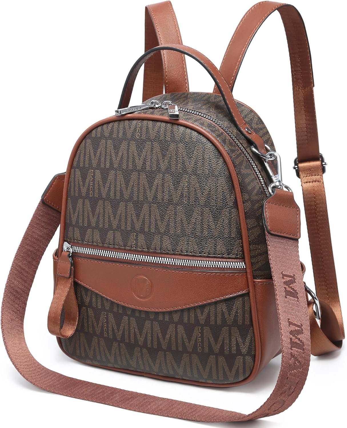 Mini Backpack Purse for Women Multi Pocket Small Backpacks Ladies Convertible Shoulder Handbags Designer Travel Backpack with Wide Strap, Coffee/Brown