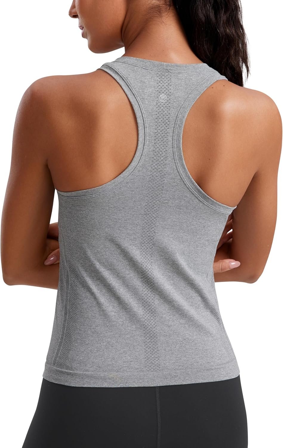 CRZ YOGA Seamless Crewneck Tank Tops for Women – Workout Athletic Running Gym Sleeveless Shirts Racerback Breathable Tee
