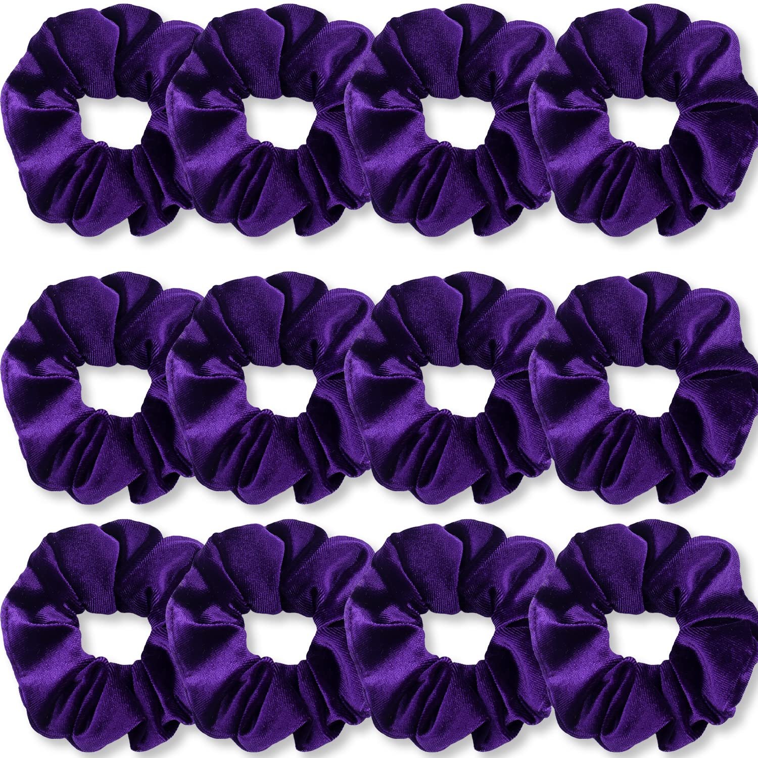IVARYSS Purple Scrunchies, Premium Velvet Soft Hair Scrunchy, Solid Colors Thick Elastic Bands, Hair Accessories for Women and Girls, 12 Pack