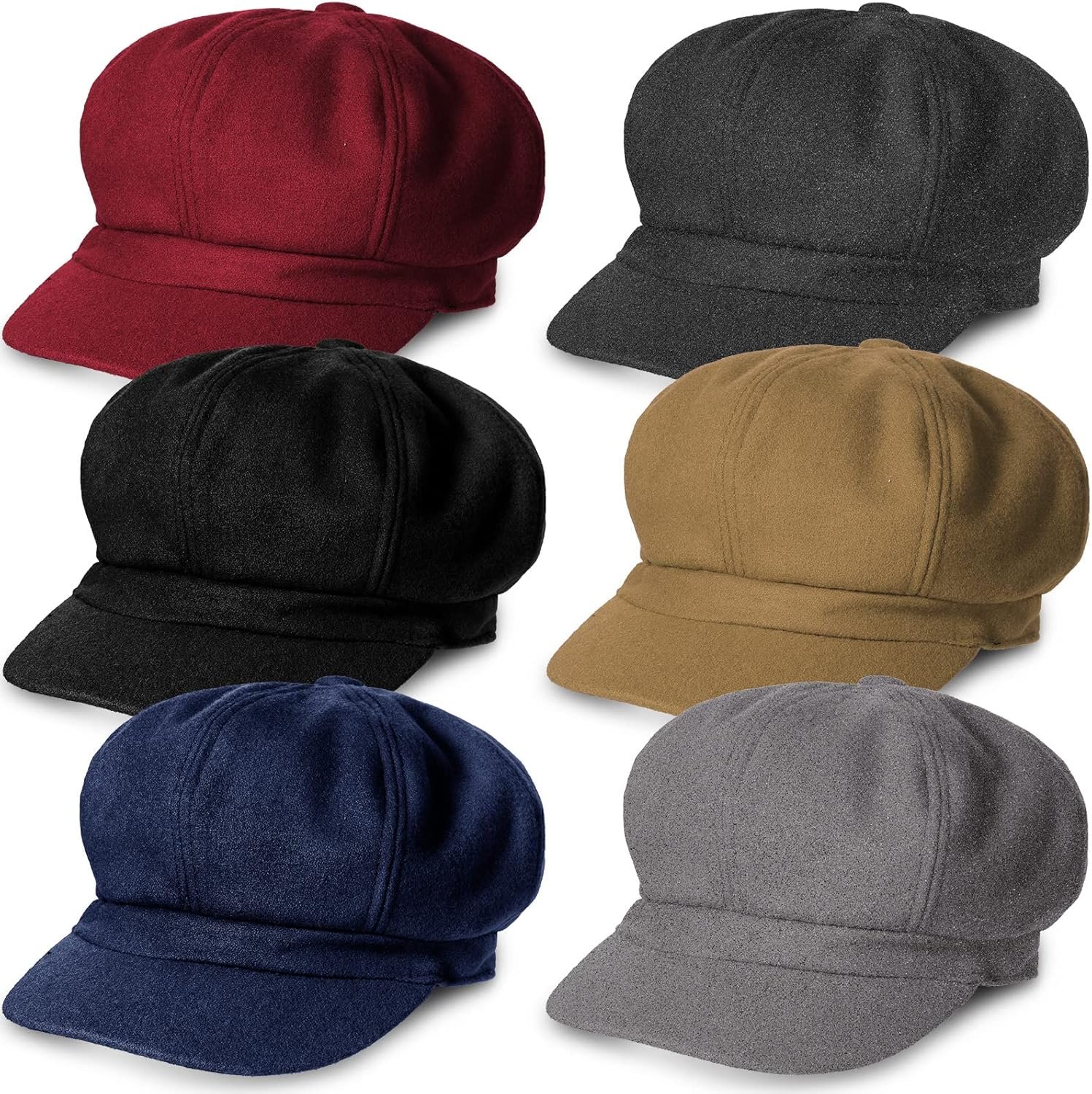 Cindeer 6 Pcs Women Newsboy Caps Ladies Hat Warm Wool Visor Beret Hats for Women Vintage Baker Boy