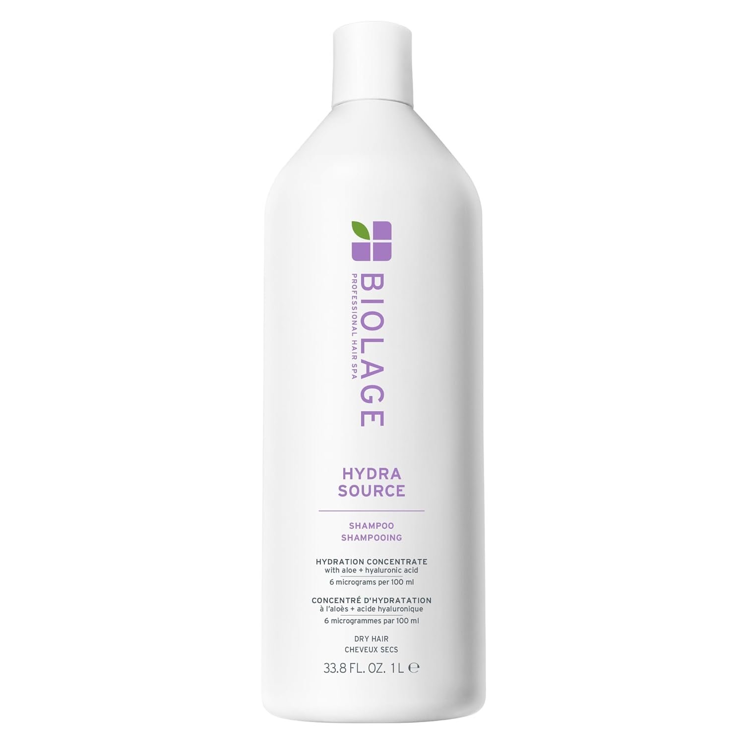 Biolage Hydra Source Shampoo – Softens, Moisturizes & Adds Shine, For Dry Hair, Infused with Micro-Filtered Aloe Vera & Fermented Hyaluronic Acid, Vegan & Paraben-Free