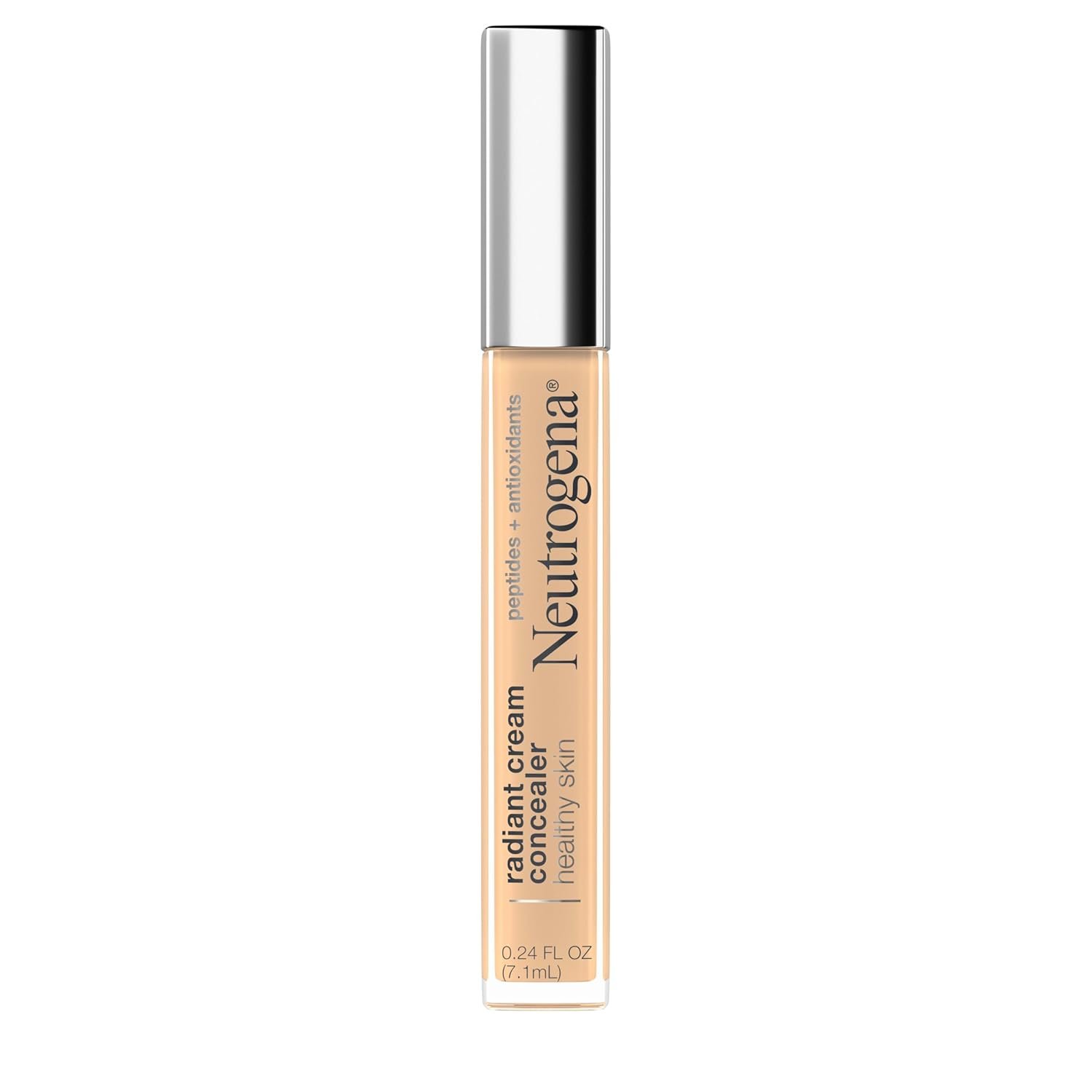Neutrogena Healthy Skin Radiant Lightweight Brightening Cream Concealer with Peptides & Vitamin E Antioxidant, Non-Comedogenic, Bisque Light/Medium 02 neutral undertones, 0.24 fl. oz