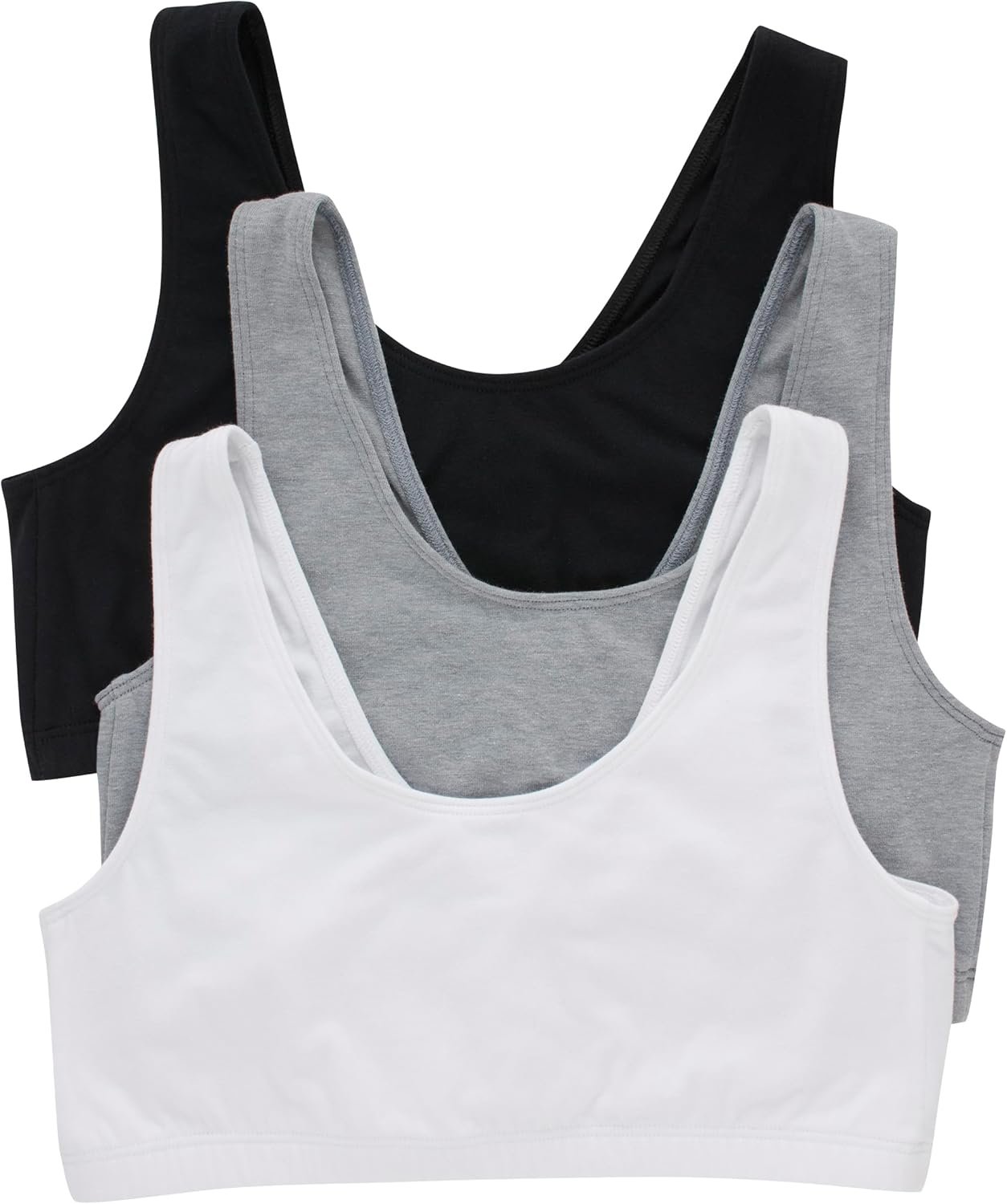 Hanes Women’s Pack, Cotton Scoopneck Bralette, Low-Impact Sports Bra, 3-Pack