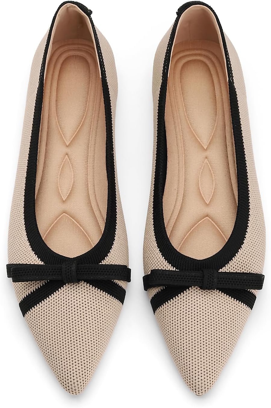 Flats for Women Pointed Toe Knit Foldable Ballet Women’s Fat Shoes Dressy Comfortable Slip On Womens Shoe for Casual Office Work