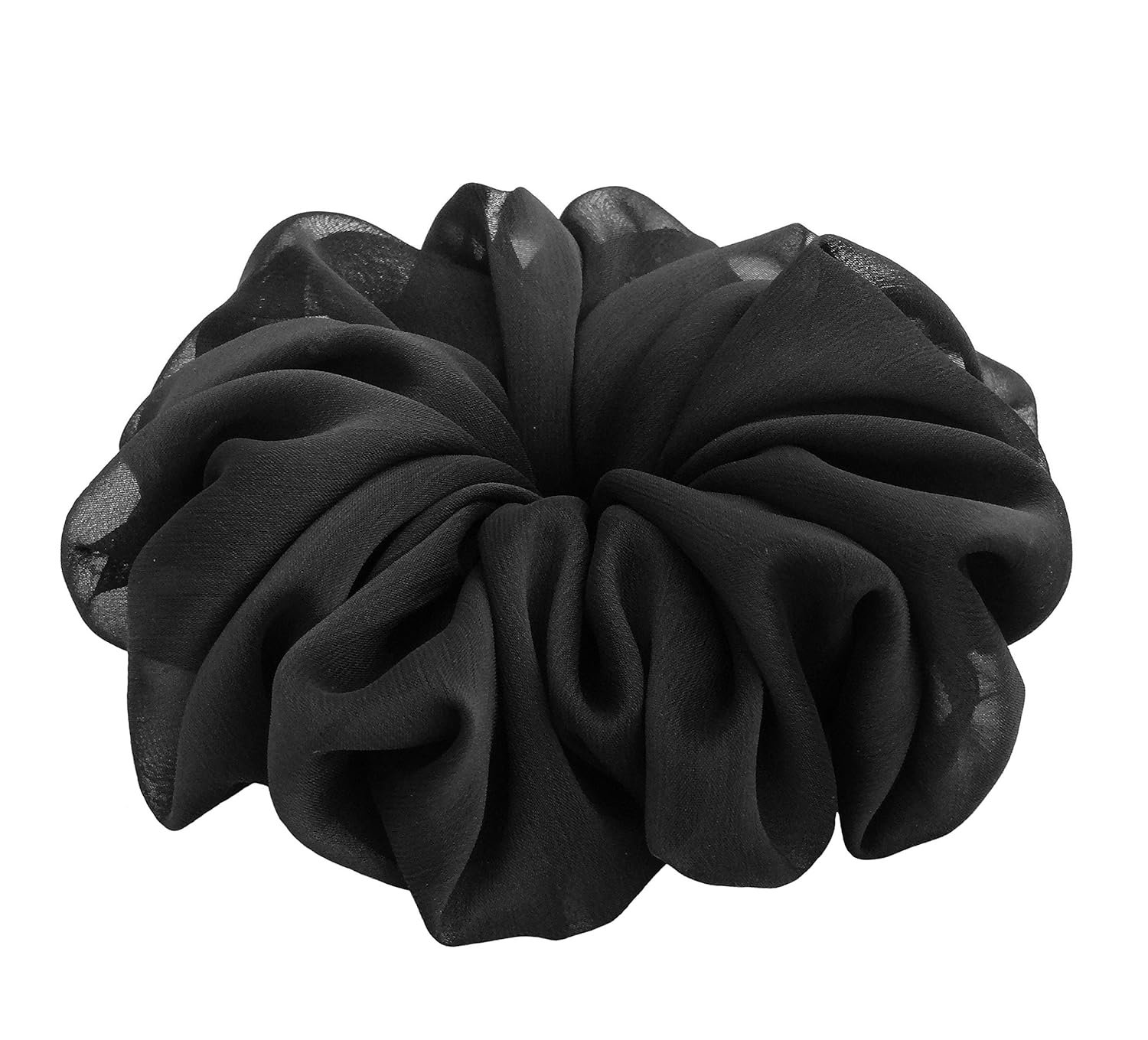 38 Colors Available, Big Scrunchies for Hair, Soft Cheer Chiffon large Ponytail Holder, Cute Birthday Gift for Women Girl Teen, Holiday Accessory (Black)