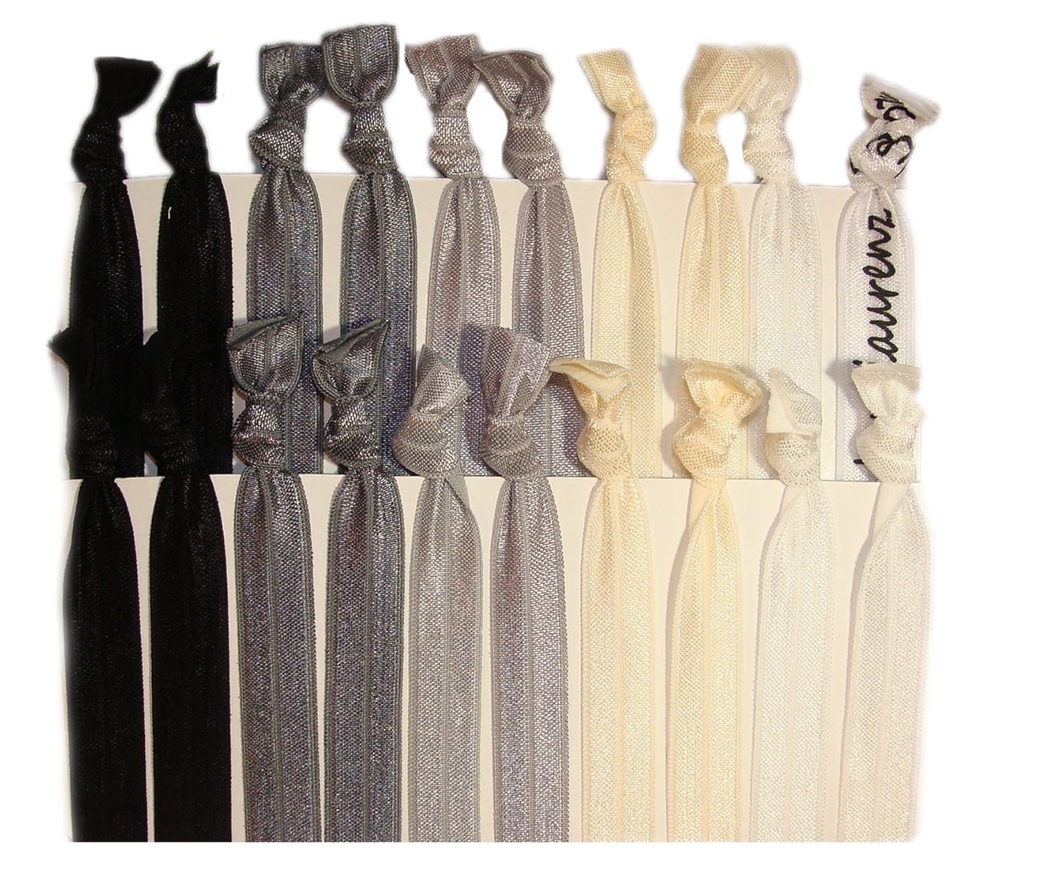 Kenz Laurenz Hair Ties Ponytail Holders – 20 Pack – Black Ombre No Crease Ouchless Elastic Styling Accessories Pony Tail Holder Ribbon Bands