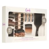 Goody Hair Accessories Kit, Everyday Essentials for Women – 51 PC Neutral Color Set for All Types – Ouchless Damage-Free Ties, SlideProof Claw Clips, Snap Clips, Scrunchies, Tanglefix Brush