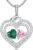 LOUISA SECRET Sparkling Double Heart Birthstone Necklaces for Women, 925 Sterling Silver Fine Jewelry, Pendant Heart Necklaces Birthday Anniversary Christmas Gift for Women Wife Mom Girlfriend Lady